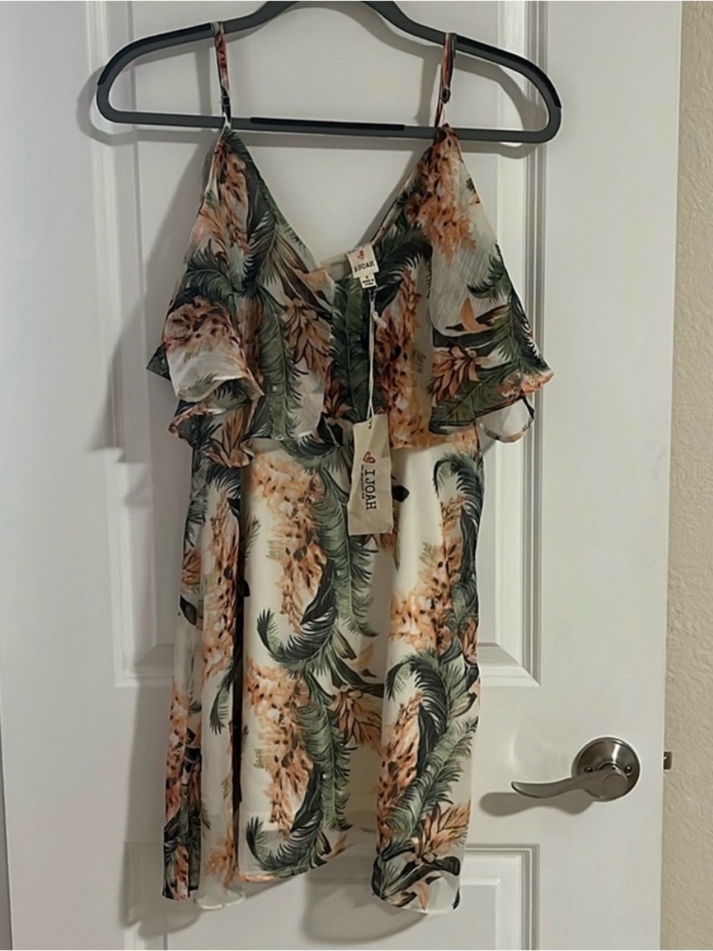 IJOAH Tropical Leaf Print Sundress in Green and Peach NWT - Size S